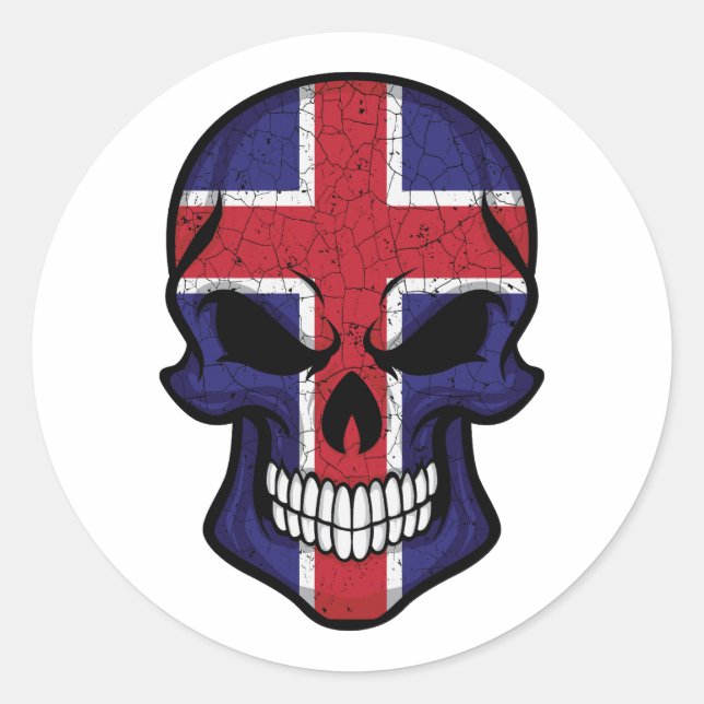 Iceland Smiling Skull Flag Classic Round Sticker (Front)