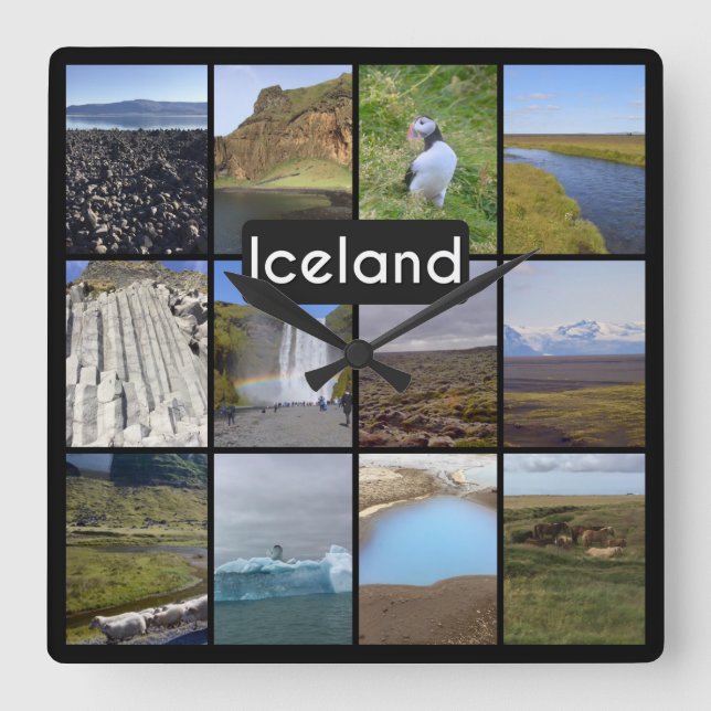 Iceland Summer Landscape Square Wall Clock (Front)