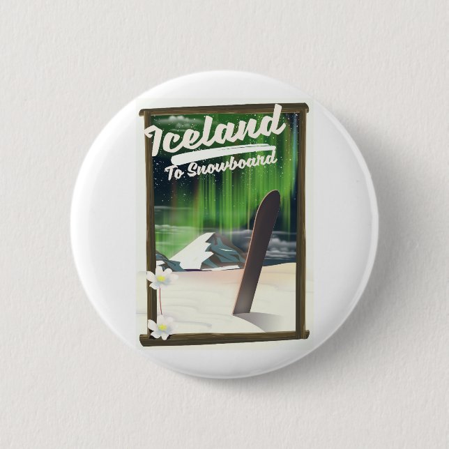 Iceland to Snowboard 2 Inch Round Button (Front)