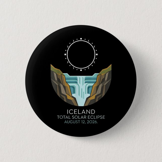 Iceland Total Solar Eclipse 2026 Celestial Event 2 Inch Round Button (Front)