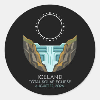 Iceland Total Solar Eclipse 2026 Celestial Event Classic Round Sticker