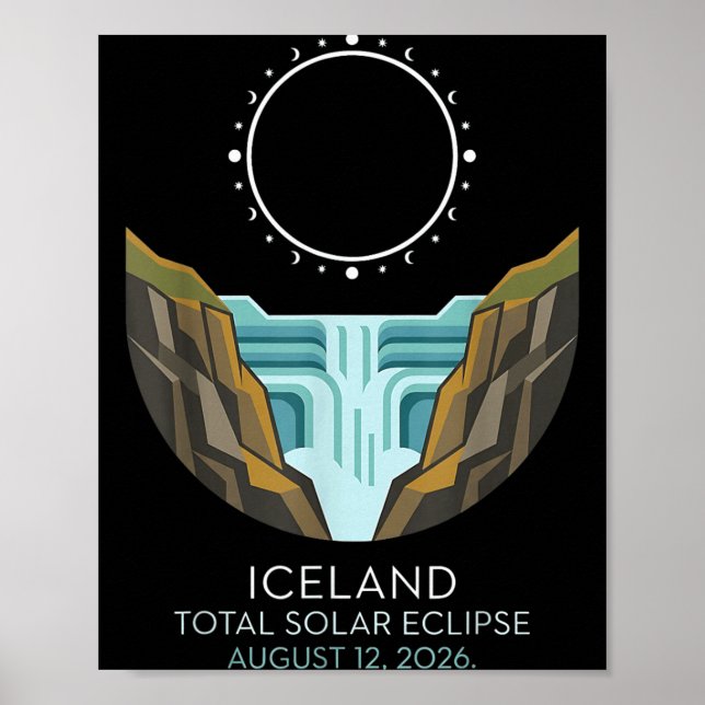 Iceland Total Solar Eclipse 2026 Celestial Event Poster (Front)