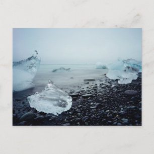 Iceland Tourism Ice Ocean Beach Beautiful Nature Postcard
