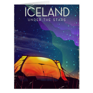 Iceland 'under the stars' vintage travel poster