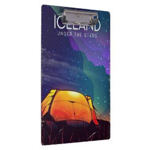Iceland 'under the stars' vintage travel poster clipboard