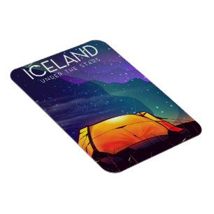 Iceland 'under the stars' vintage travel poster magnet