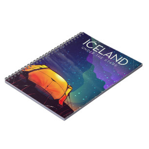 Iceland 'under the stars' vintage travel poster notebook