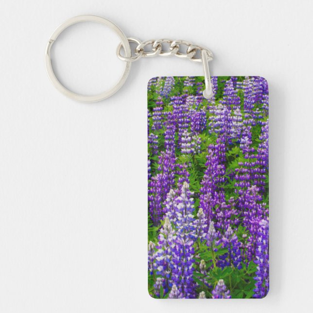 Iceland. Vik i Myrdal. Field of Lupines Keychain (Front)