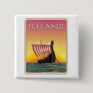 Iceland Viking Travel poster 2 Inch Square Button