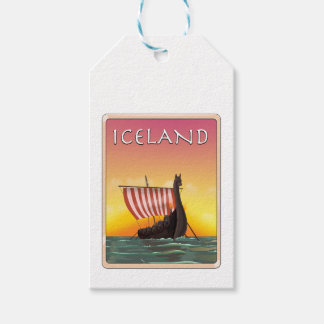 Iceland Viking Travel poster Gift Tags