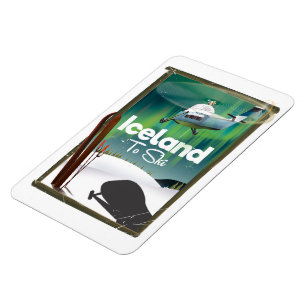 Iceland vintage ski poster magnet