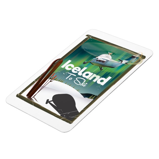 Iceland vintage ski poster magnet (Left Side)