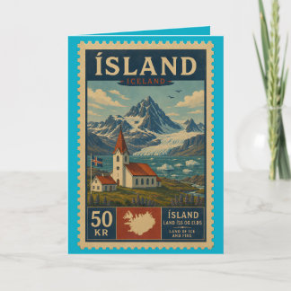 Iceland Vintage Stamp Card