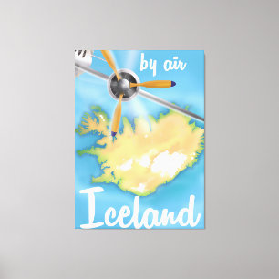 Iceland vintage travel flight poster canvas print