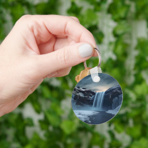 Iceland waterfall landscape keychain