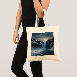 Iceland waterfall landscape tote bag