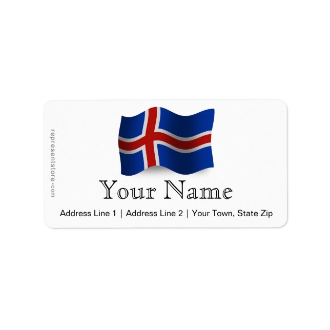 Iceland Waving Flag Label (Front)