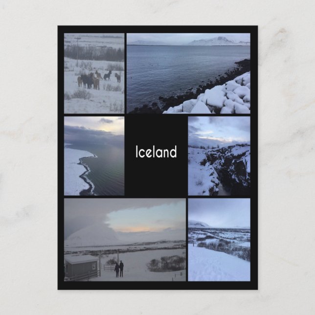 Iceland Winter Landscape Collage Postcard (Front)