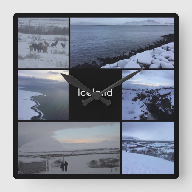 Iceland Winter Landscape Square Wall Clock (Front)