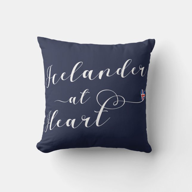 Icelander At Heart Throw Cushion, Iceland Throw Pillow (Front)