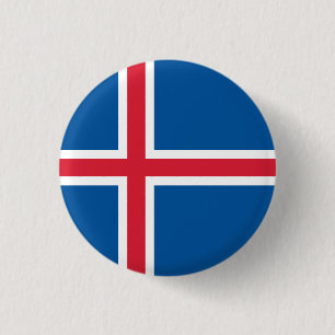 Icelander Flag, Flag of Iceland 1 Inch Round Button