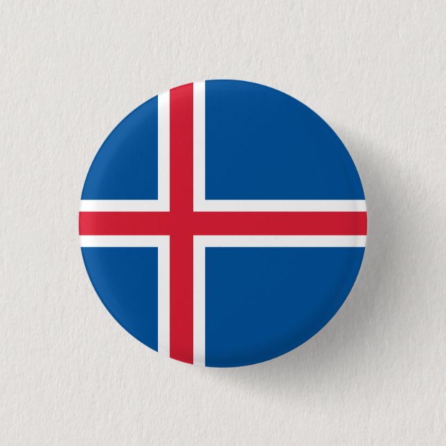 Icelander Flag, Flag of Iceland 1 Inch Round Button (Front)