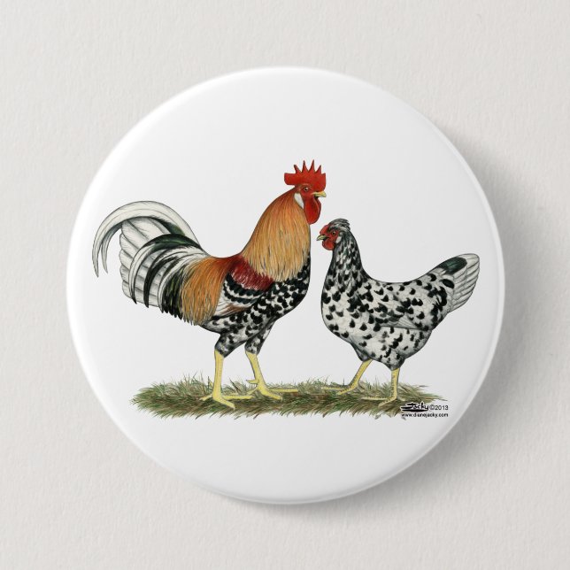 Icelandic Chickens 3 Inch Round Button (Front)