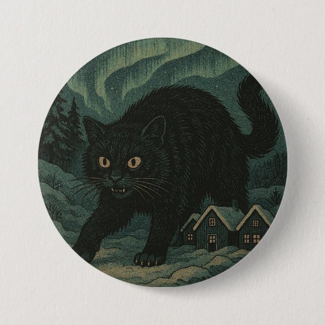 Icelandic Christmas yule Cat  3 Inch Round Button (Front)