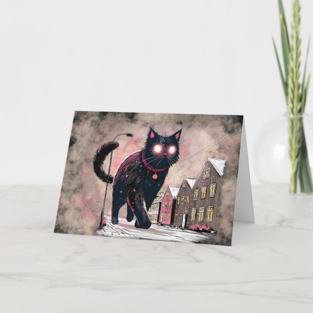 Icelandic Christmas Yule Cat Card (Front)
