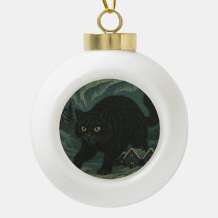 Icelandic Christmas yule Cat  Ceramic Ball Christmas Ornament