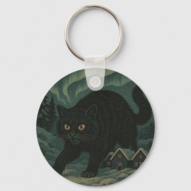 Icelandic Christmas yule Cat  Keychain (Front)