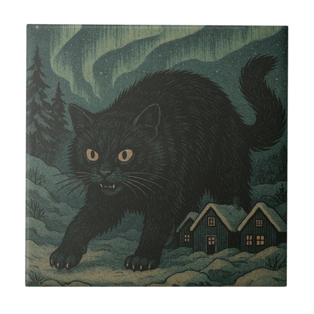 Icelandic Christmas yule Cat  Tile (Front)