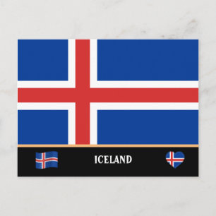 Icelandic Flag & Iceland country travel / Iceland Postcard