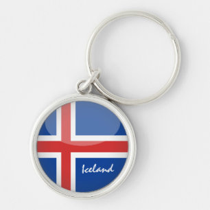 Icelandic flag & Iceland holiday/sports fans Keychain