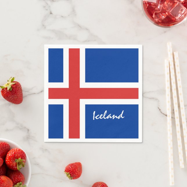 Icelandic flag & Iceland holiday/sports fans Napkin (Insitu)