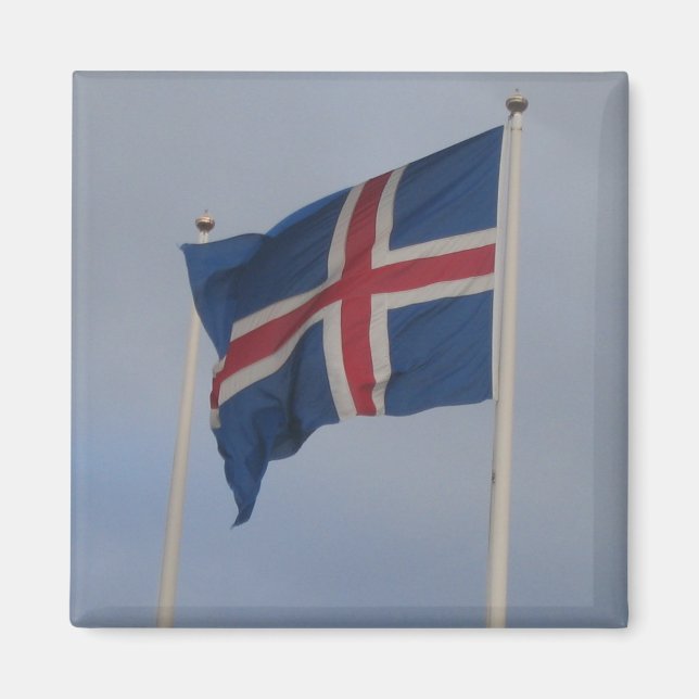 Icelandic Flag Square Magnet (Front)