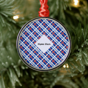Icelandic Flag Tiled Black Personalization  Metal Ornament