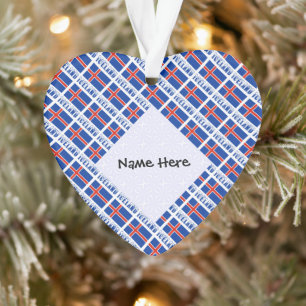 Icelandic Flag Tiled Black Personalization Ornament