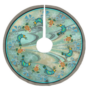 Icelandic Flow Christmas Folk Art Brushed Polyester Tree Skirt