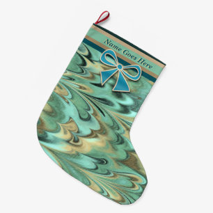 Icelandic Flow Christmas Folk Art (Personalized) Large Christmas Stocking