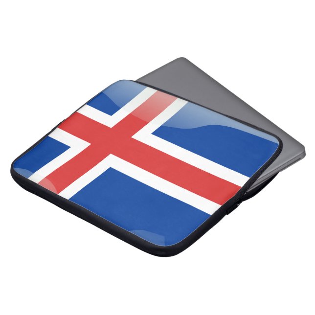 Icelandic glossy flag laptop sleeve (Front Top)