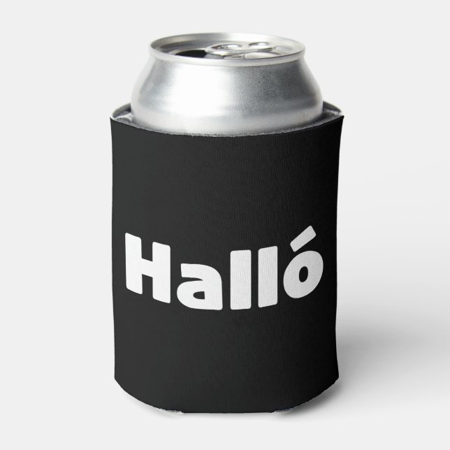 Icelandic Halló { Hello ) Íslenska Language Can Cooler (Can Front)