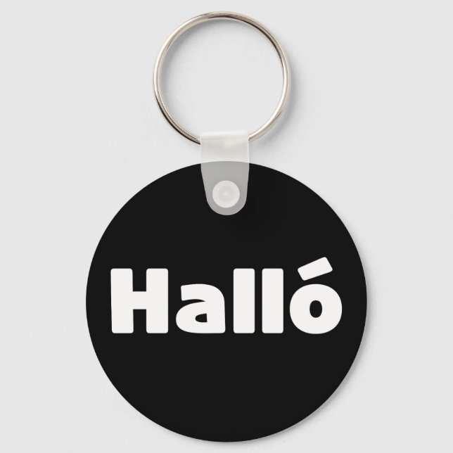 Icelandic Halló { Hello ) Íslenska Language Keychain (Front)