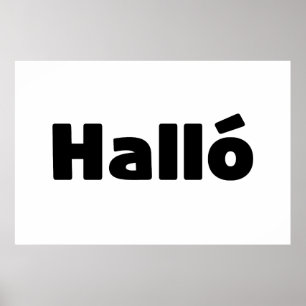 Icelandic Halló { Hello ) Íslenska Language Poster