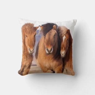 Icelandic Horse during winter Throw Pillow
