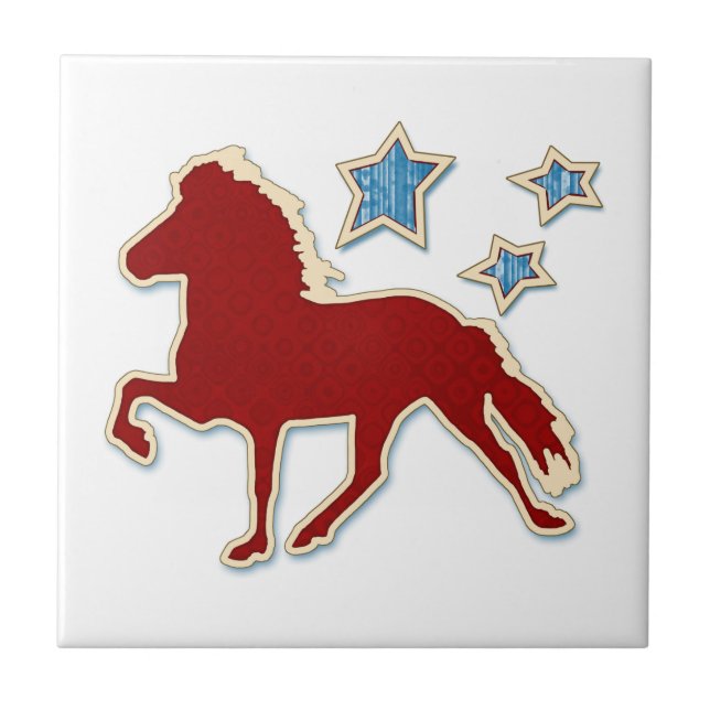 Icelandic Horse Festive Stars Tile (Front)