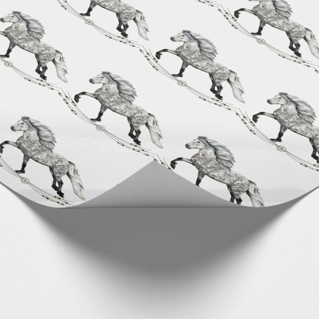 Icelandic Horse Gra  Wrapping Paper (Corner)