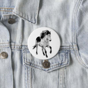Icelandic horse in motion 3 inch round button
