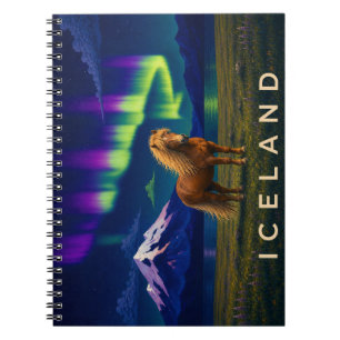 Icelandic Horse Northern Lights Iceland Aurora Not Notebook