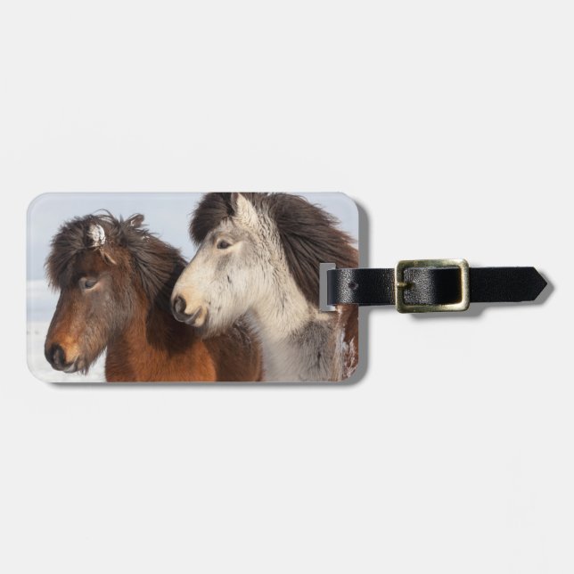 Icelandic Horse profile, Iceland Luggage Tag (Front Horizontal)